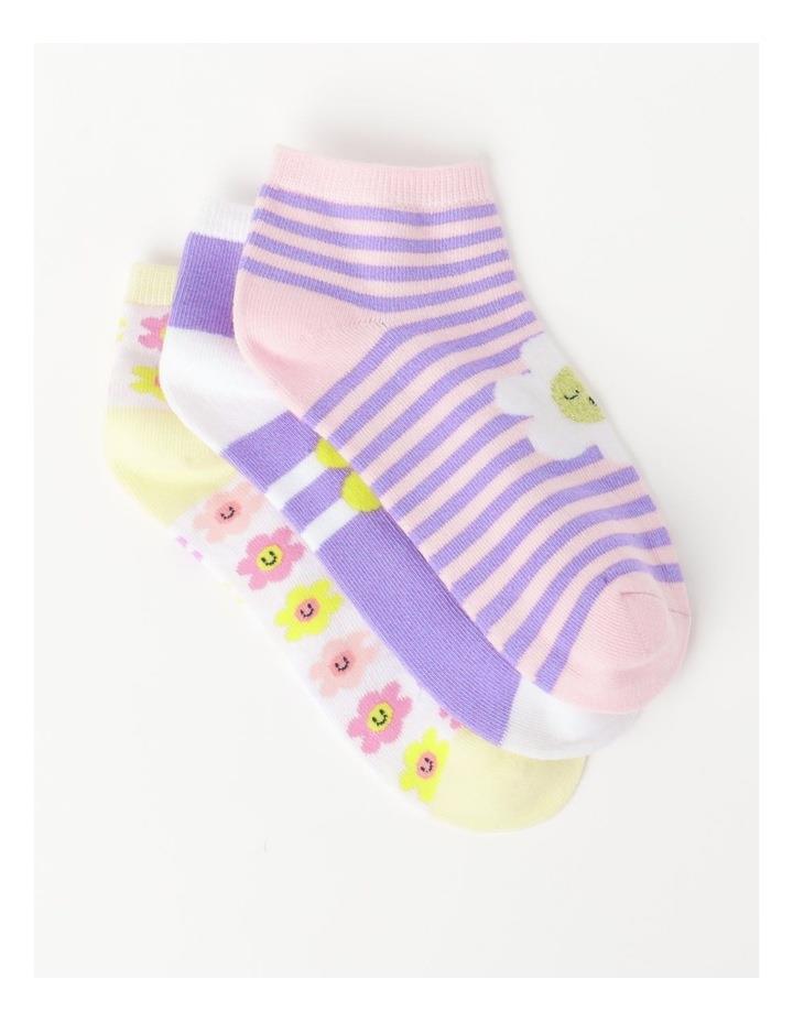 Milkshake Lowcut Daisy Jacquard Socks 3 Pack in Assorted 5-8