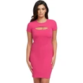Guess Lana Short Sleeve Dress in Full Bloom Pink XS