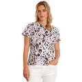 Marco Polo Gathered Animal Short Sleeve Tee in Dusk Animal Pink S