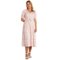 Marco Polo Tiered Short Sleeve Dress in Dusky Pink 14