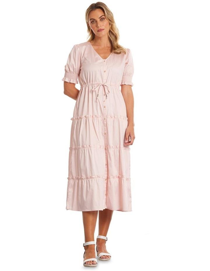 Marco Polo Tiered Short Sleeve Dress in Dusky Pink 16