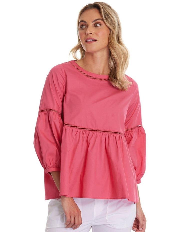 Marco Polo 3/4 Ruffle Top in Hibiscus Pink 10