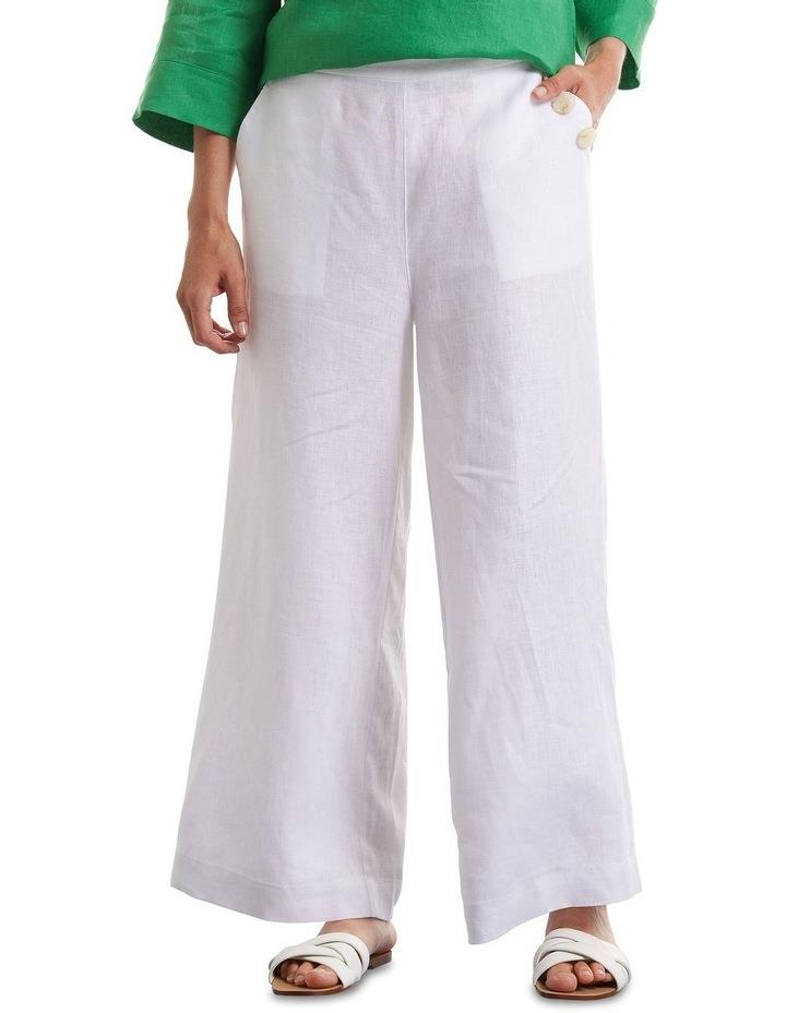 Marco Polo 3/4 Button Linen Pant in White 12