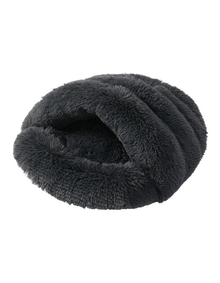 Charlies Shaggy Fur Faux Igloo Cat Cave Bed 60x50cm in Charcoal Grey