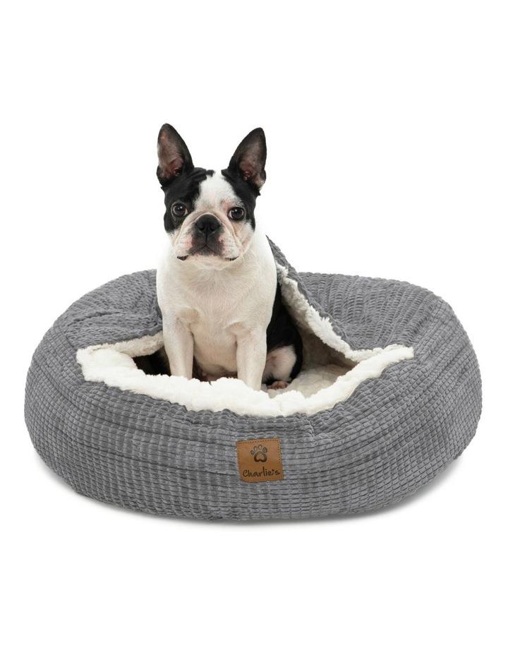 Charlies Snookie Hooded Calming Dog Bed in Grey M