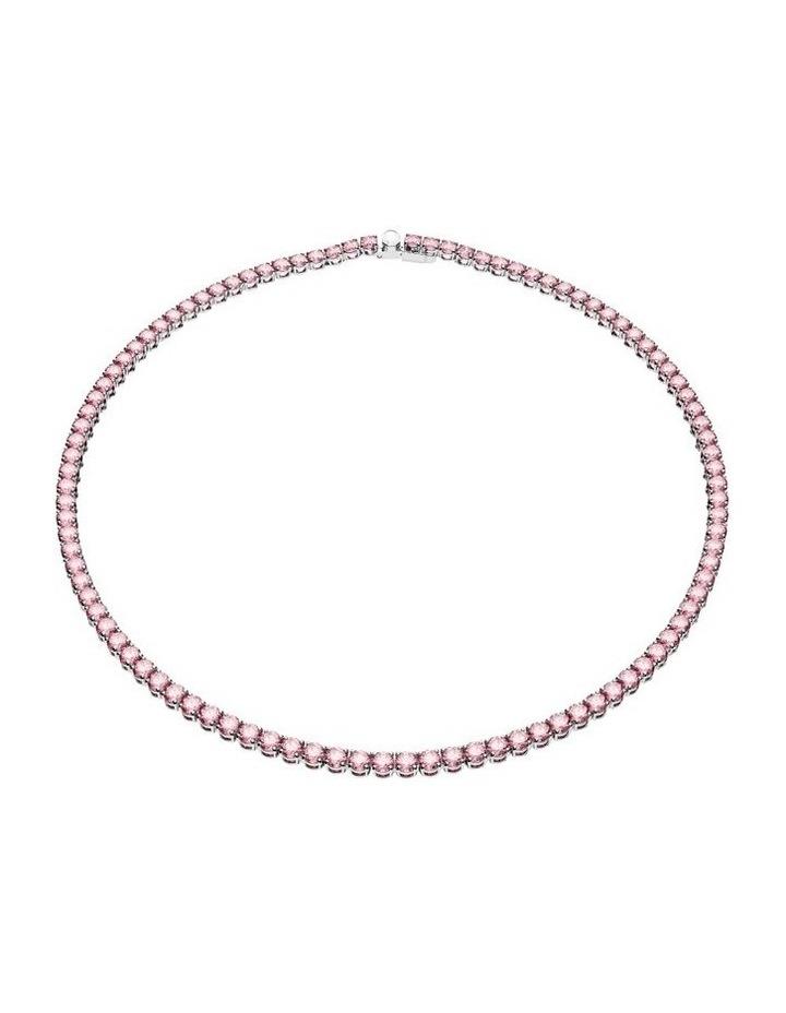 Swarovski Matrix Tennis Necklace in Pink/Rhodium Pink M