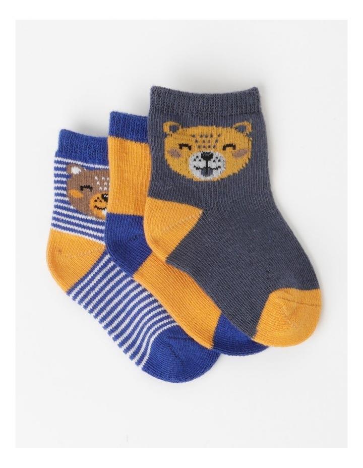 Sprout 3 Pack Bear Intarsia Socks in Assorted 3-9