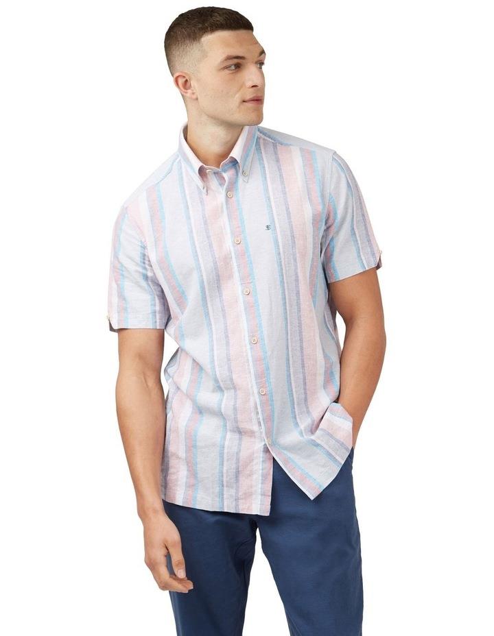 Ben Sherman Short Sleeve Stripe Shirt in Blue XXL