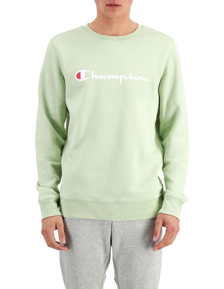 Champion Script Crew Sweatshirt in Soft Focus Green S