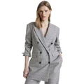 Tommy Hilfiger Small Check Relaxed Double Breasted Blazer in Twill Multicolor Grey 36