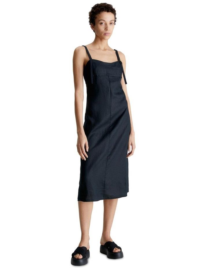 Calvin Klein Linen Slip Dress in Black 42