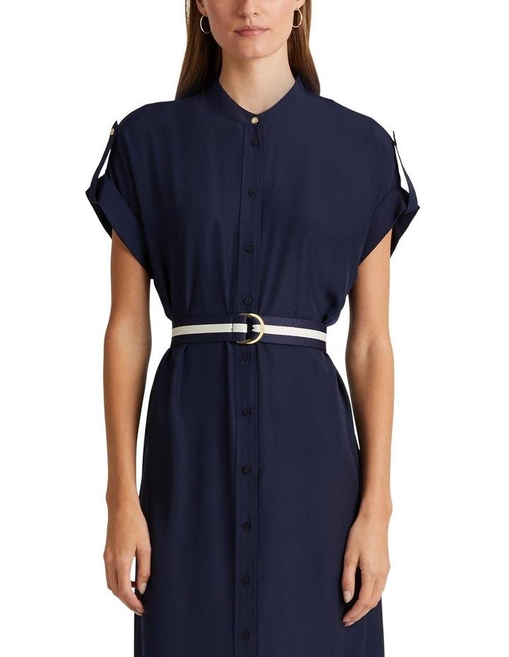 Lauren Ralph Lauren Belted Crepe Shirt Dress in Navy US 12 / AU 16