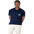 Ben Sherman Palms Cuban Collar Short Sleeve Shirt in Blue Navy L