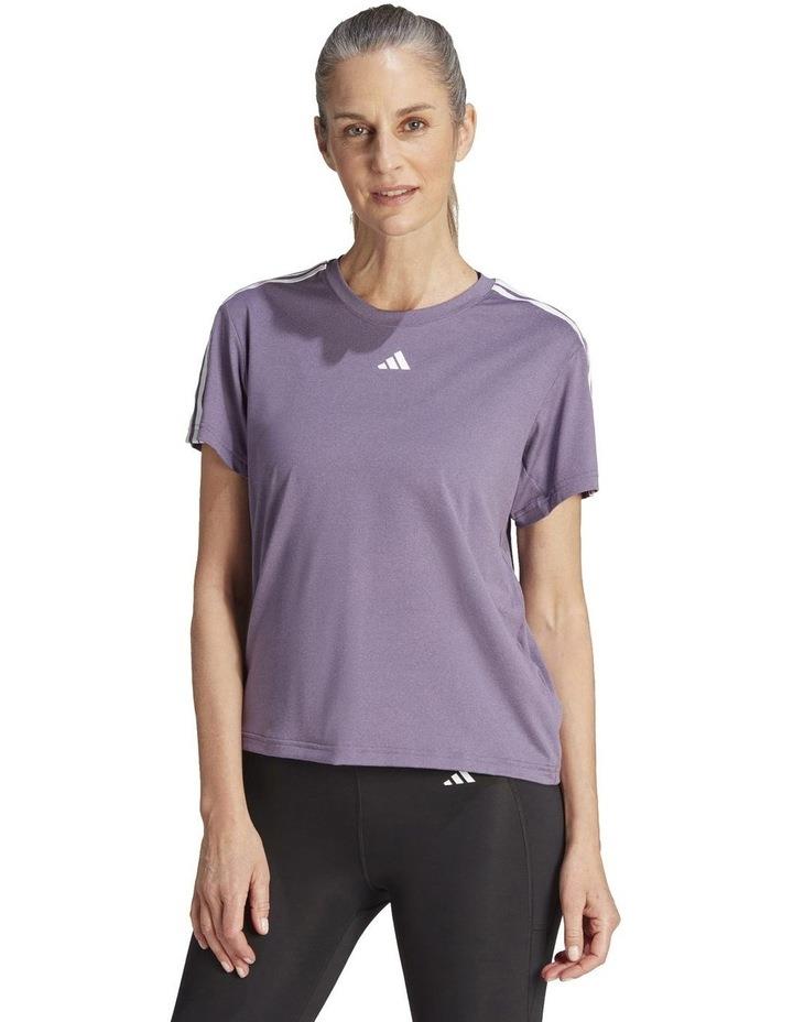 Adidas Aeroready Train Essentials 3-Stripes T-shirt in Shadow in Violet/White Aubergine S