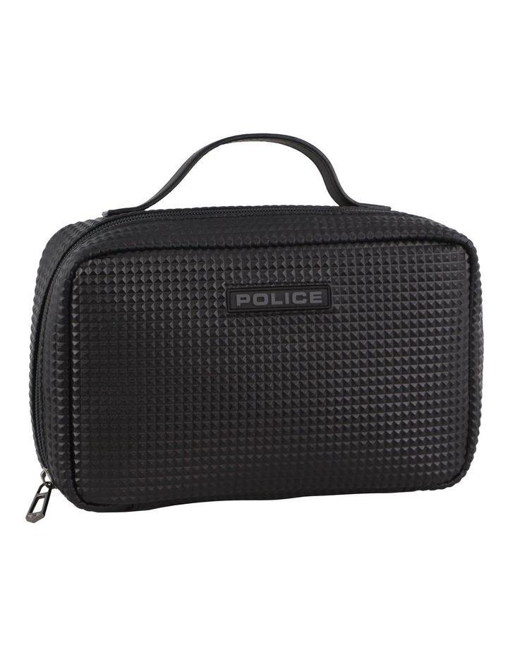 Police Pyramid Zip Round Toiletry Bag in Black