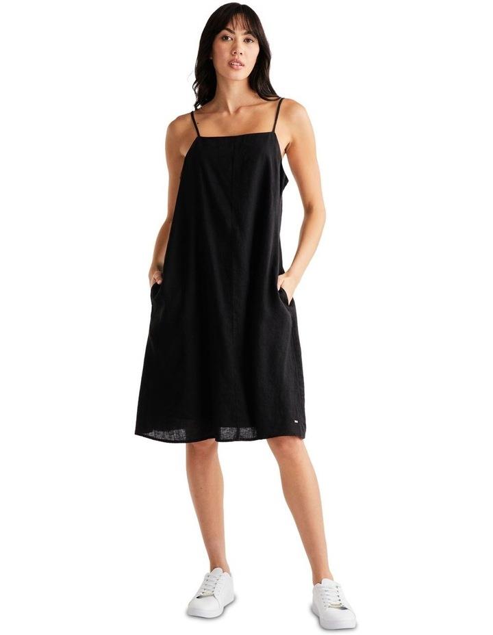 Tommy Hilfiger Feminine Strappy Linen Dress in Black 38
