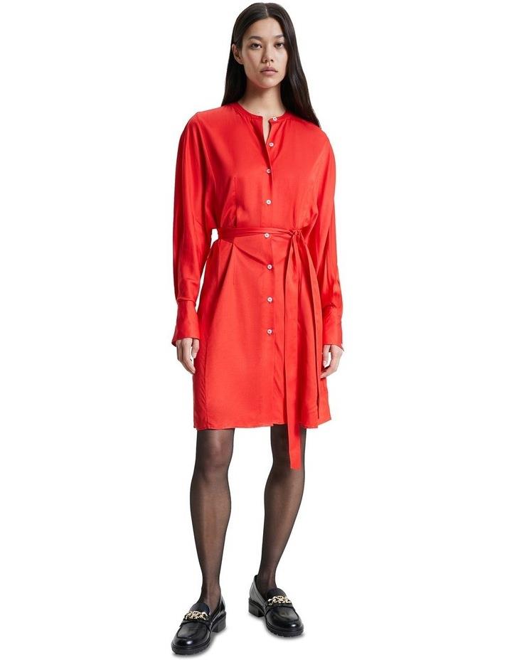 Tommy Hilfiger Belted Mini Shirt Dress in Red 36