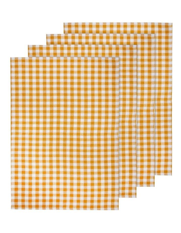 Ladelle Waffle Kitchen Towel 4 Pack in Mustard