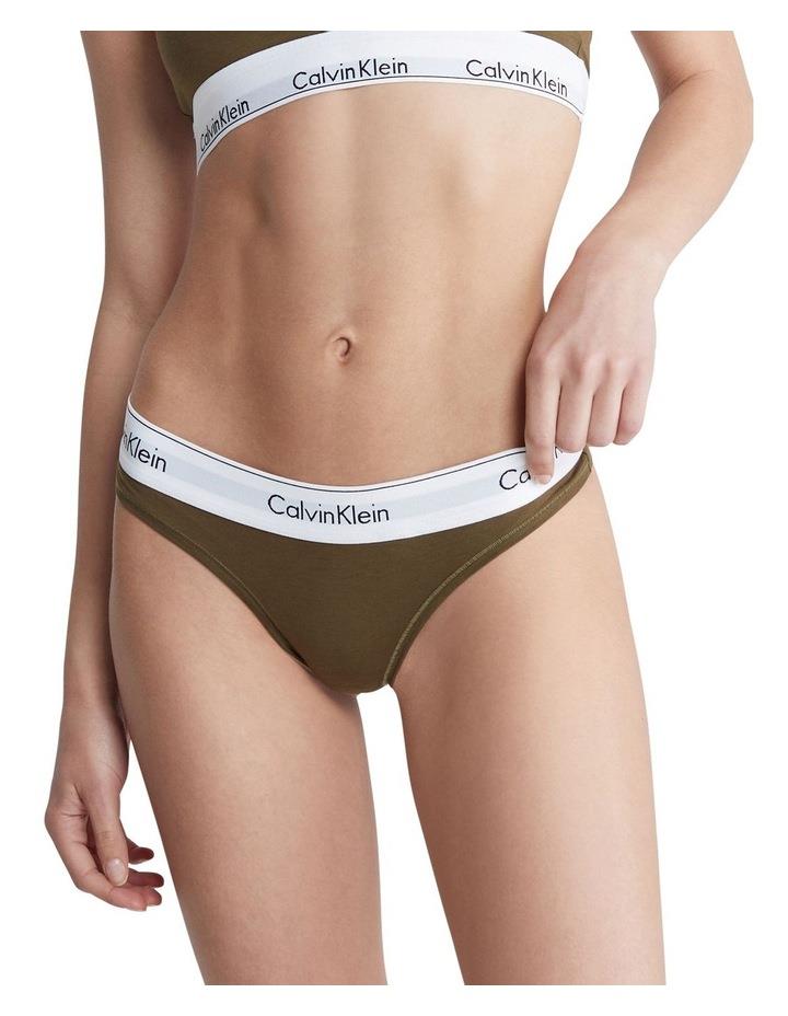 Calvin Klein Modern Cotton Thong in Olive XS