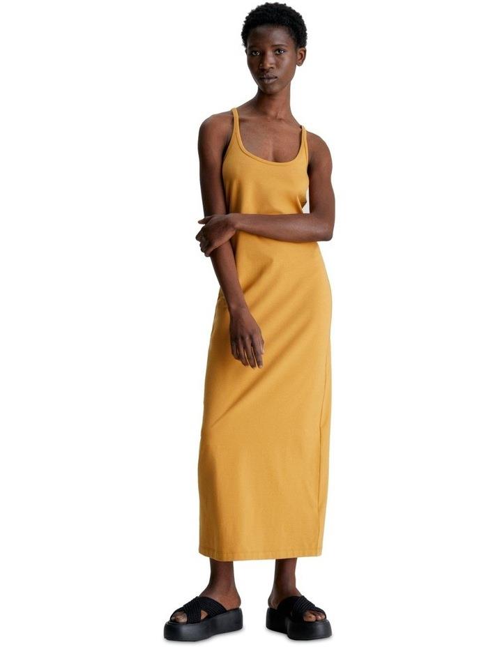 Calvin Klein Smooth Cotton Stretch Slip Dress in Vintage Gold Mustard M