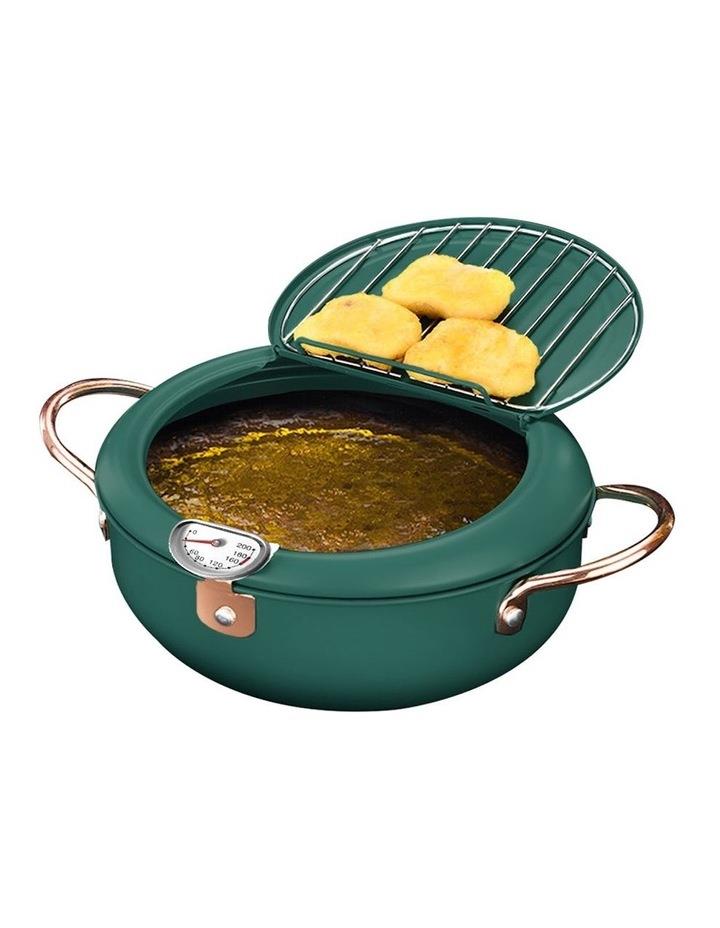 Toque Japanese Deep Frying Pot Tempura Fryer Pan Stainless Steel 24cm in Green