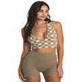 RVCA Fever Racerback Knitted Crop Top in Khaki 12
