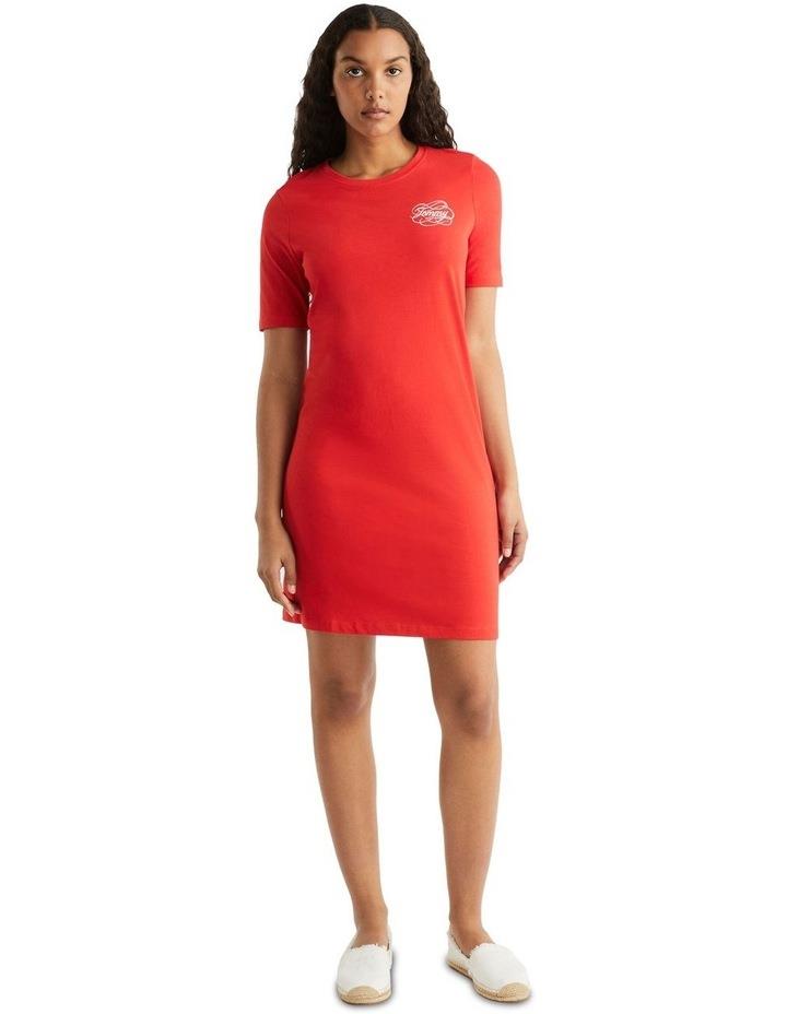 Tommy Hilfiger Short Roundel Logo Tee Dress in Orange Red L