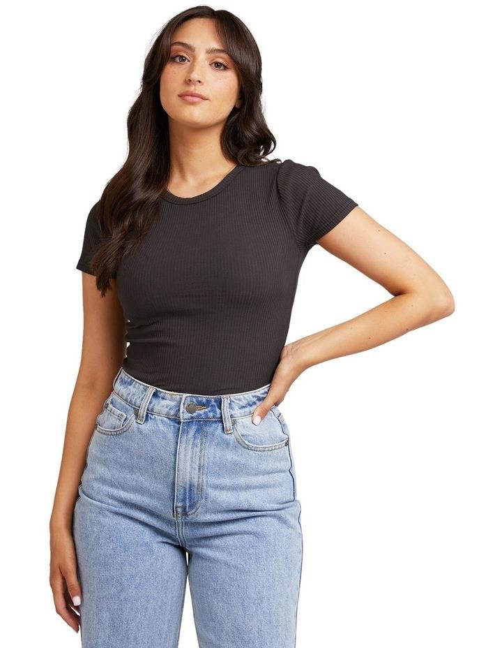 All About Eve Rib Baby Tee in Washed Black 16