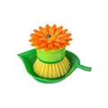 KG Vigar Flower Power Non-Scratch Palm Dish Brush With Holder in Orange