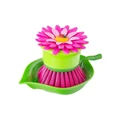 VIGAR Vigar Flower Power Non-Scratch Palm Dish Brush With Holder in Pink