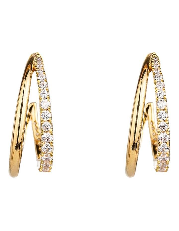 Gregory Ladner Double Strand Hoop Earring With CZ in Gold