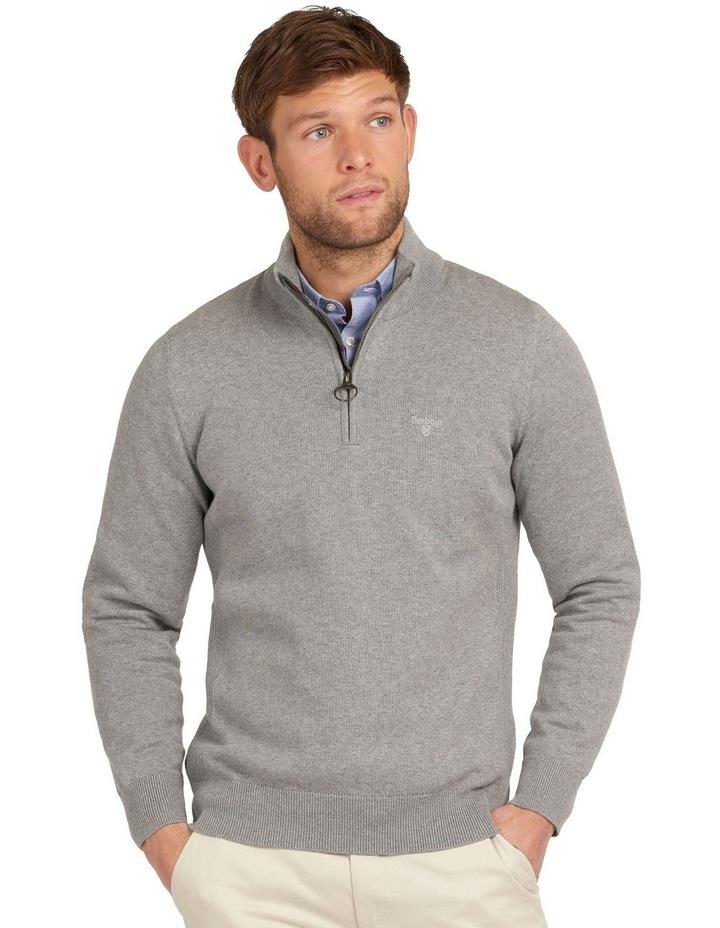 Barbour Cotton Half Zip Knit jumper in Grey Marl Grey XXL