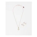 Trent Nathan Mother of Pearl Necklace & Earring Gift Box Set in Rose Gold