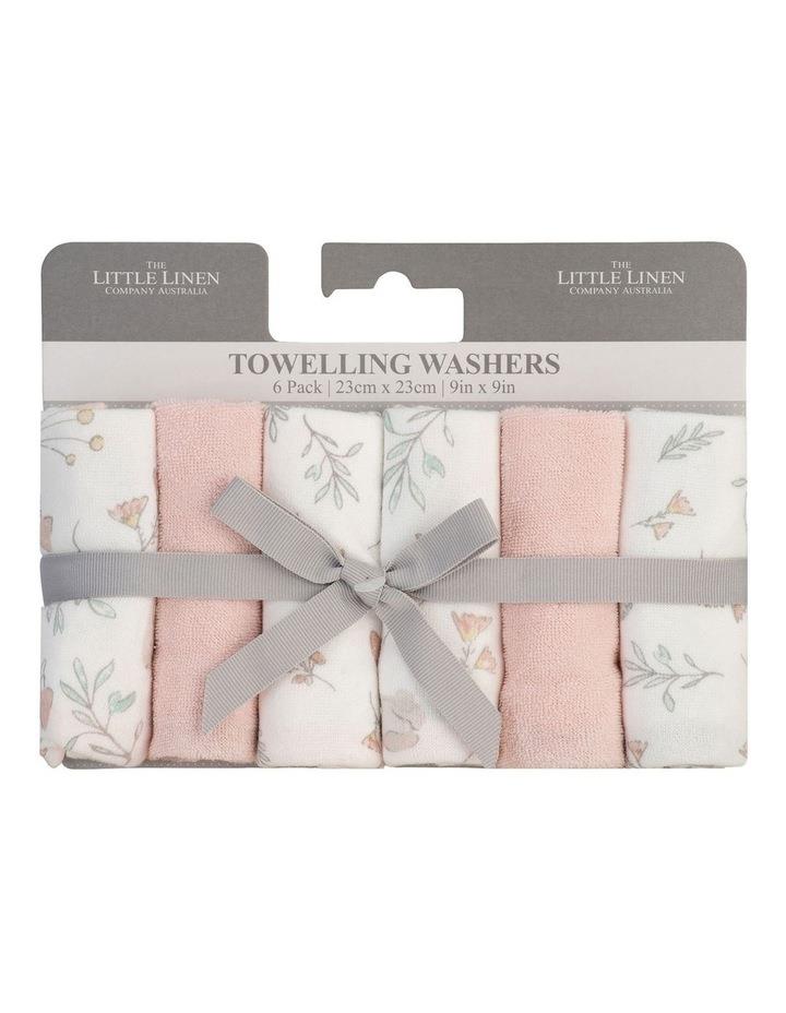 The Little Linen Company Harvest Bunny Towelling Washer 6 Pack in Dusty Pink Lt Pink One Size