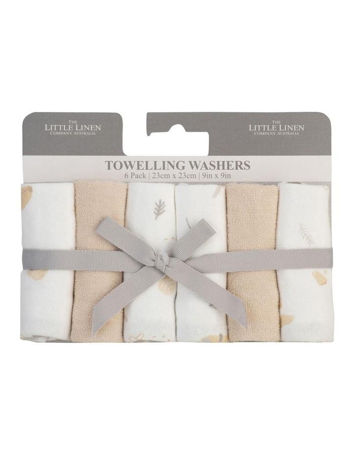 The Little Linen Company Nectar Bear Towelling Washer 6 Pack in Sand One Size