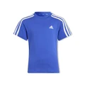 Adidas Essentials 3-Stripes Cotton T-shirt in Semi Lucid Blue/White Blue 3-4