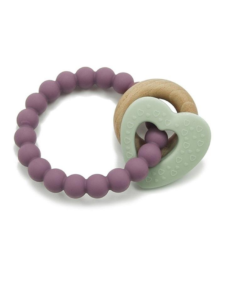 PLAYETTE Silicone & Wood Heart Teether in Mint