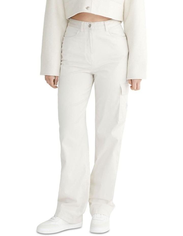 Calvin Klein Jeans Stretch Twill High Rise Straight Jeans in Eggshell Cream M