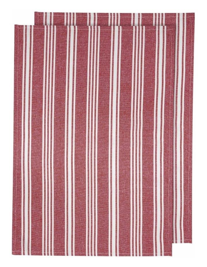 Ladelle Eco Stripe Kitchen Towel 2 Pack in Red