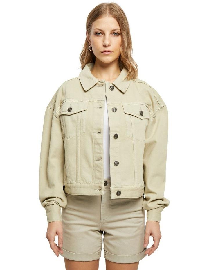 Urban Classics Oversized Coloured Denim Jacket in Soft Seagrass Beige XS
