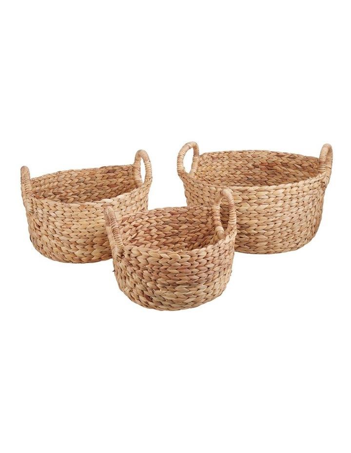Amalfi Arrow Weave Water Hyacinth Baskets Set of 3 in Natural