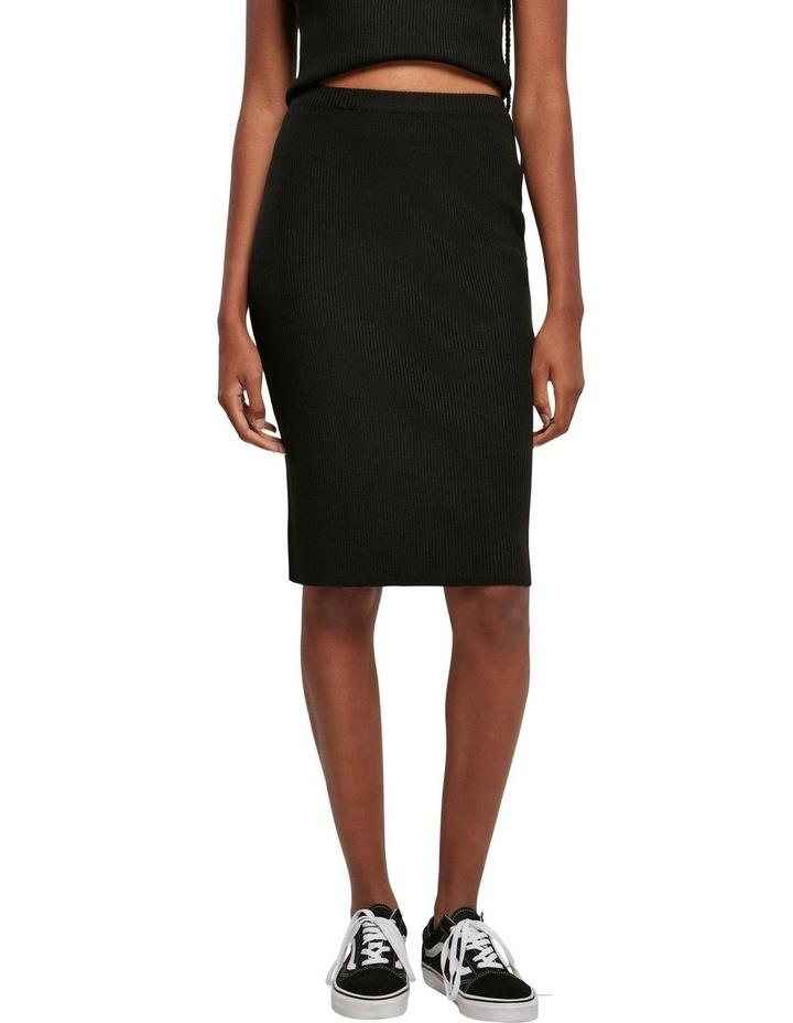 Urban Classics Ribbed Knit Knee Length Skirt in Black XL