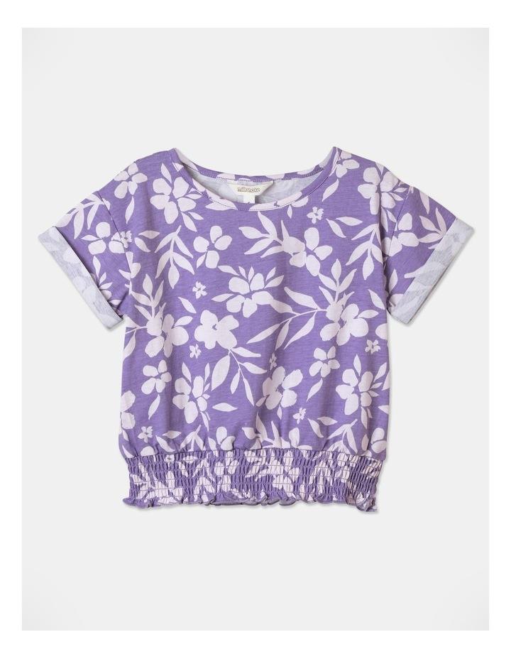Milkshake Floral Shirred Waist T-shirt In Purple 4