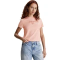 Calvin Klein Jeans Varsity Logo Baby Tee in Faint Blossom Pink M