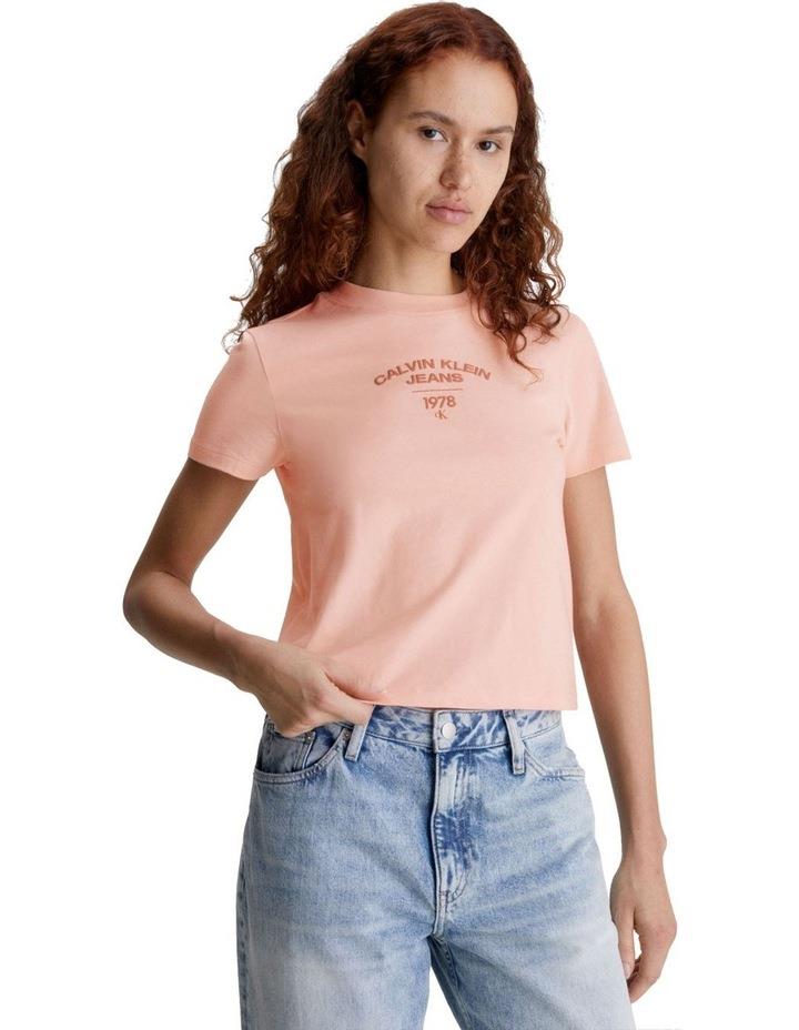 Calvin Klein Jeans Varsity Logo Baby Tee in Faint Blossom Pink L