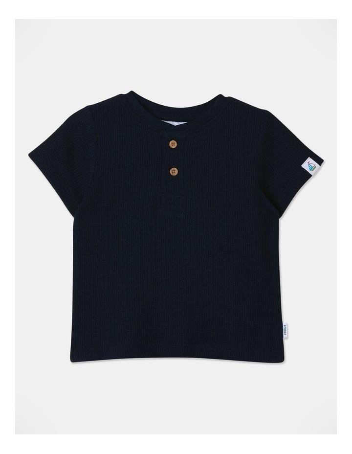 Sprout Henley Waffle T-Shirt in Navy 1