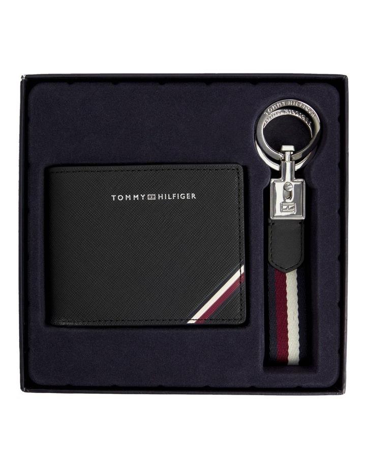 Tommy Hilfiger Leather Small Credit Card Wallet And Key Fob Gift Set in Black One Size