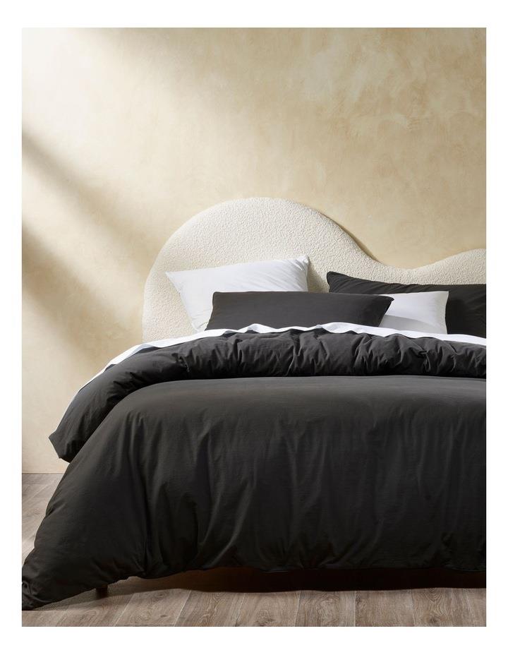 Vue Stonewashed Cotton Quilt Cover Set in Iron Black Double
