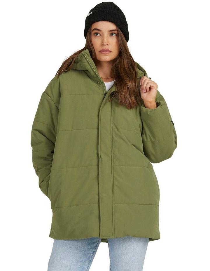 Roxy Ocean Ways Hooded Puffer Jacket in Green XL