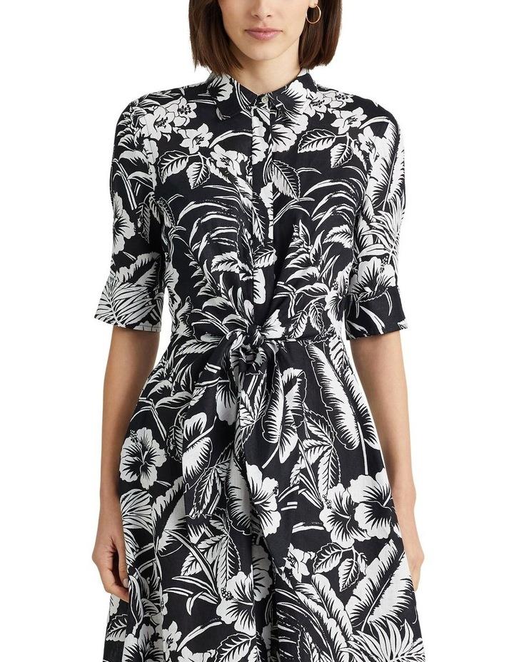 Lauren Ralph Lauren Floral Tie-Front Linen Shirtdress in Black US 6 / AU 10